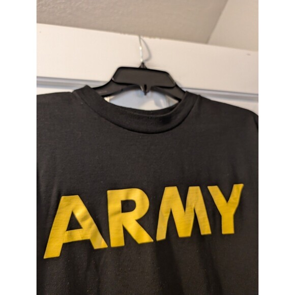 Army Shirt Mens Large Black Solid Crew Neck Outdoor Physical Fitness Uniform - Picture 8 of 9